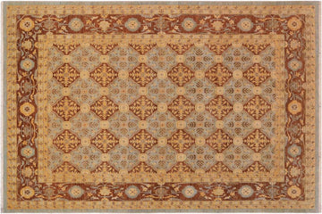 handmade Transitional Kafkaz Chobi Ziegler Blue Brown Hand Knotted RECTANGLE 100% WOOL area rug 9 x 12